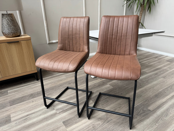 Terra Compact Bodahl Tan Faux Leather Contemporary Stylish Aesthetic Bar Stool