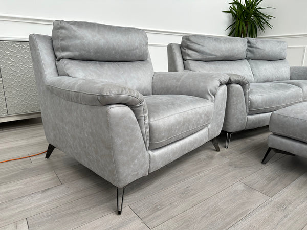 Contempo Grey 3 Seater Sofa + Armchair + Footstool RRP £3,785