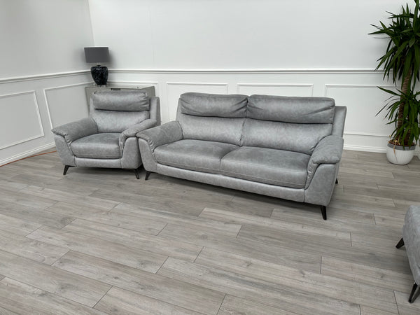 Contempo Grey 3 Seater Sofa + Armchair + Footstool RRP £3,785