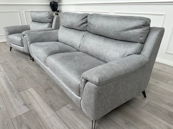Contempo Grey 3 Seater Sofa + Armchair + Footstool RRP £3,785