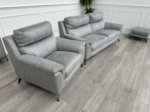 Contempo Grey 3 Seater Sofa + Armchair + Footstool RRP £3,785