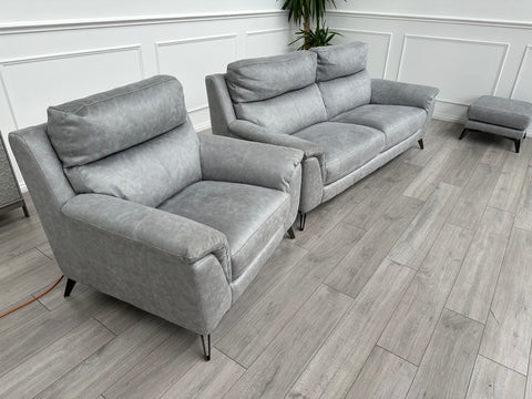 Contempo Grey 3 Seater Sofa + Armchair + Footstool RRP £3,785