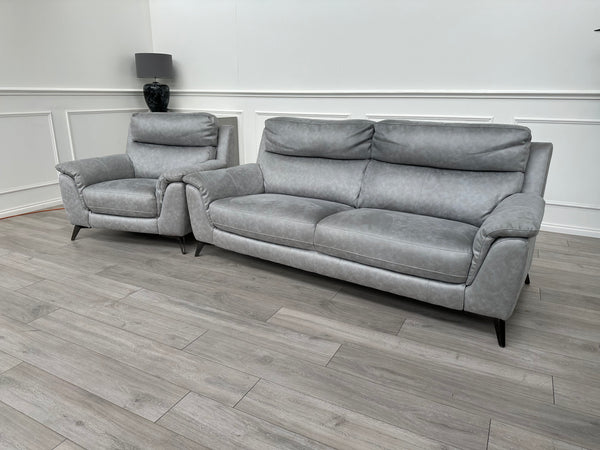 Contempo Grey 3 Seater Sofa + Armchair + Footstool RRP £3,785