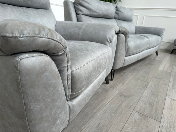 Contempo Grey 3 Seater Sofa + Armchair + Footstool RRP £3,785