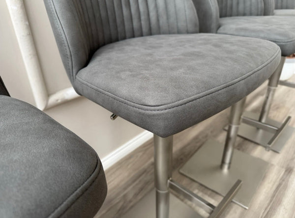 Grigio Grey Swivel Bar Stool Silver Pedestal Contemporary Stylish Aesthetic Kitchen Stools