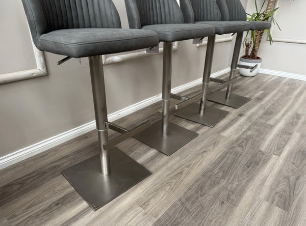 Grigio Grey Swivel Bar Stool Silver Pedestal Contemporary Stylish Aesthetic Kitchen Stools