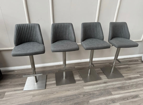 Grigio Grey Swivel Bar Stool Silver Pedestal Contemporary Stylish Aesthetic Kitchen Stools