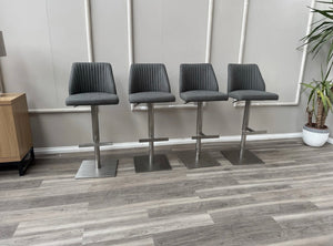 Grigio Grey Swivel Bar Stool Silver Pedestal Contemporary Stylish Aesthetic Kitchen Stools