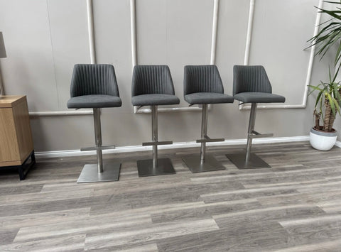 Grigio Grey Swivel Bar Stool Silver Pedestal Contemporary Stylish Aesthetic Kitchen Stools