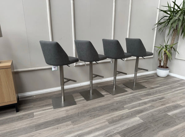Grigio Grey Swivel Bar Stool Silver Pedestal Contemporary Stylish Aesthetic Kitchen Stools