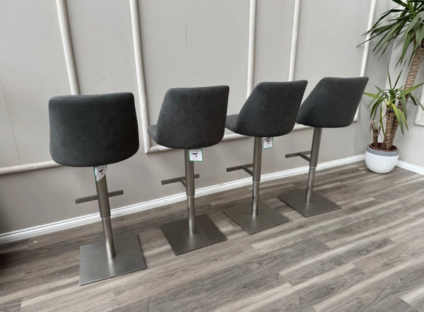 Grigio Grey Swivel Bar Stool Silver Pedestal Contemporary Stylish Aesthetic Kitchen Stools