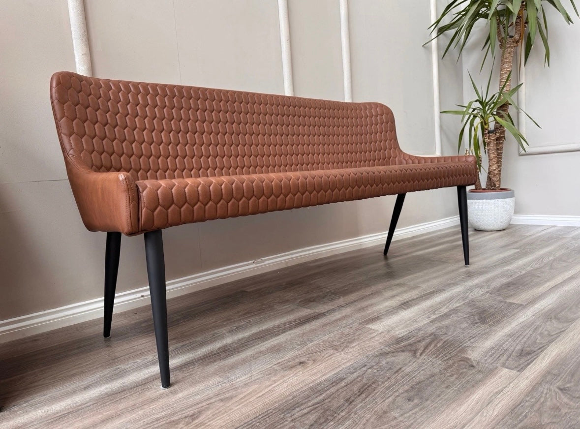 Osaka Tan Faux Leather Contemporary Stylish Aesthetic Dining Bench