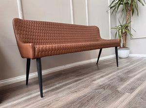 Osaka Tan Faux Leather Contemporary Stylish Aesthetic Dining Bench