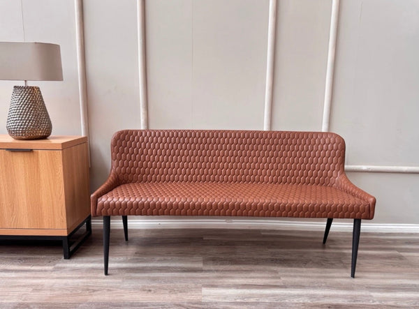 Osaka Tan Faux Leather Contemporary Stylish Aesthetic Dining Bench