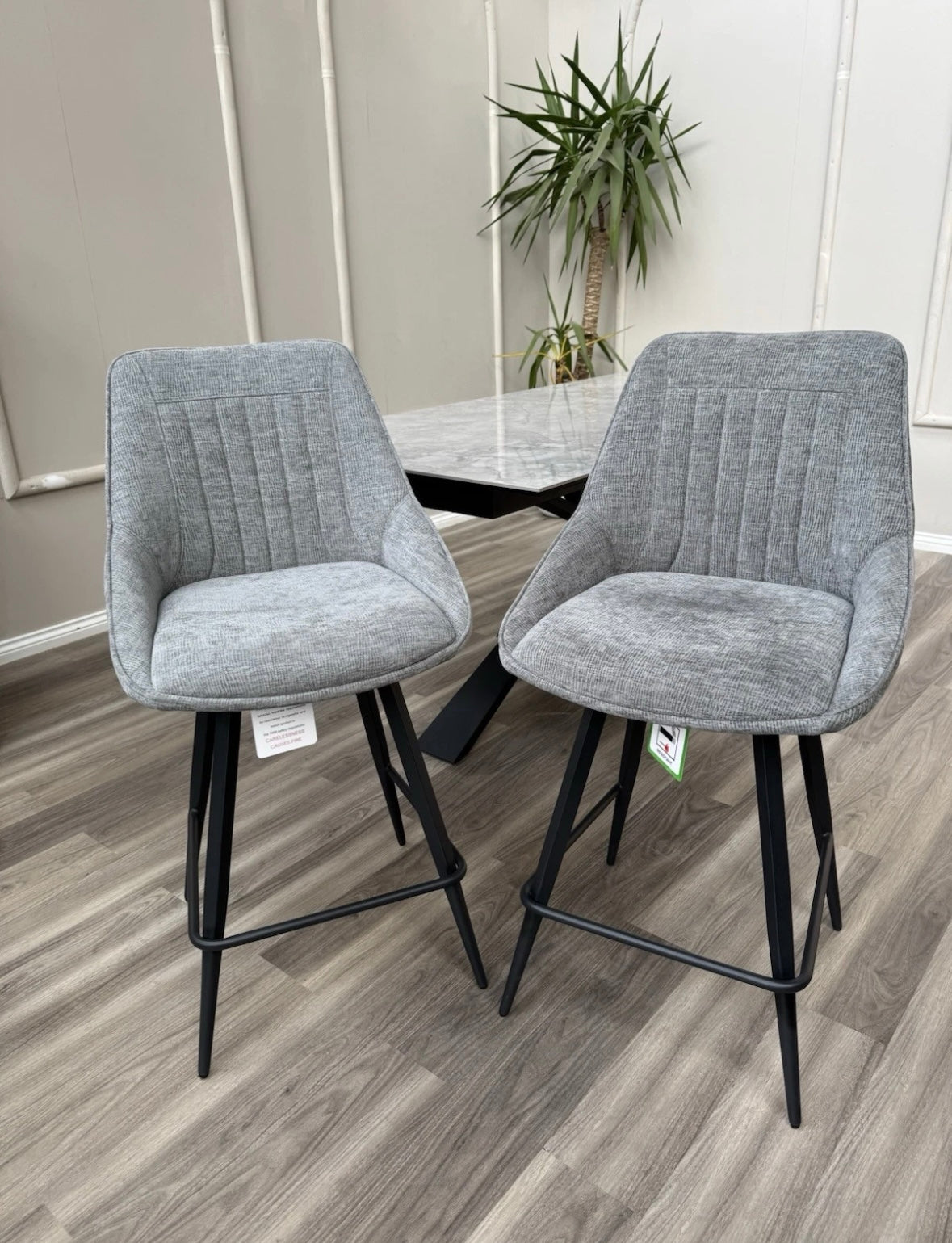 Crete Grey Fabric Swivel Stylish Aesthetic Bar Stool