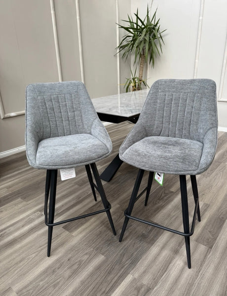 Crete Grey Fabric Swivel Stylish Aesthetic Bar Stool