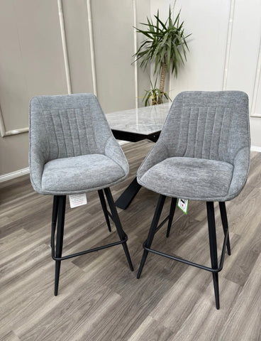 Crete Grey Fabric Swivel Stylish Aesthetic Bar Stool