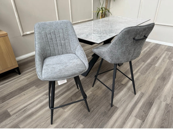 Crete Grey Fabric Swivel Stylish Aesthetic Bar Stool