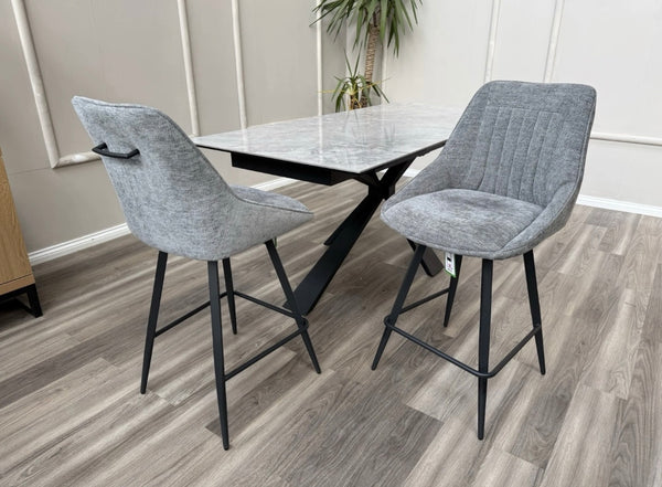 Crete Grey Fabric Swivel Stylish Aesthetic Bar Stool