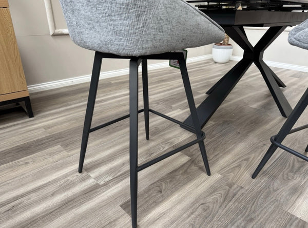 Crete Grey Fabric Swivel Stylish Aesthetic Bar Stool