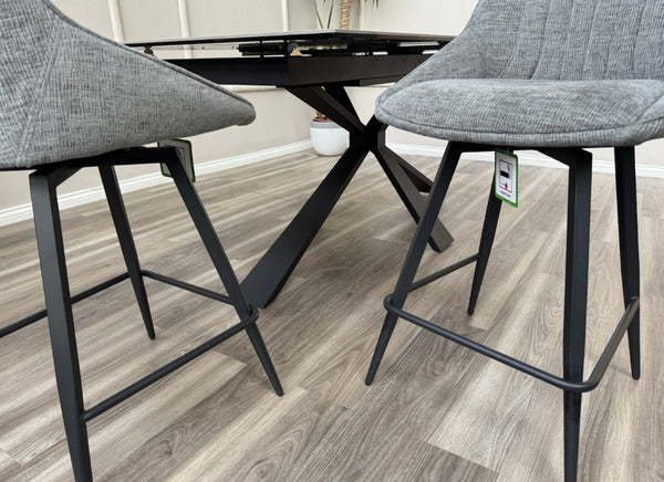 Crete Grey Fabric Swivel Stylish Aesthetic Bar Stool
