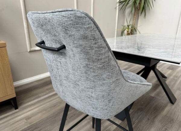 Crete Grey Fabric Swivel Stylish Aesthetic Bar Stool
