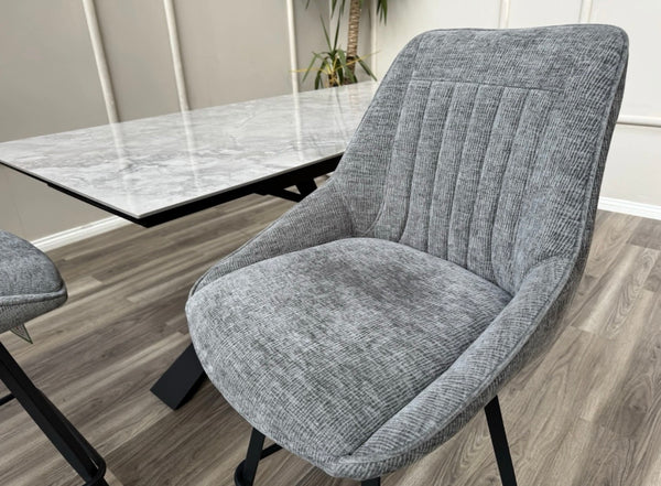 Crete Grey Fabric Swivel Stylish Aesthetic Bar Stool