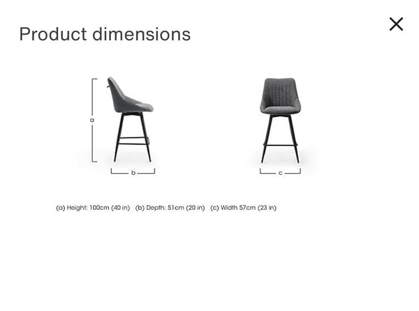 Crete Grey Fabric Swivel Stylish Aesthetic Bar Stool