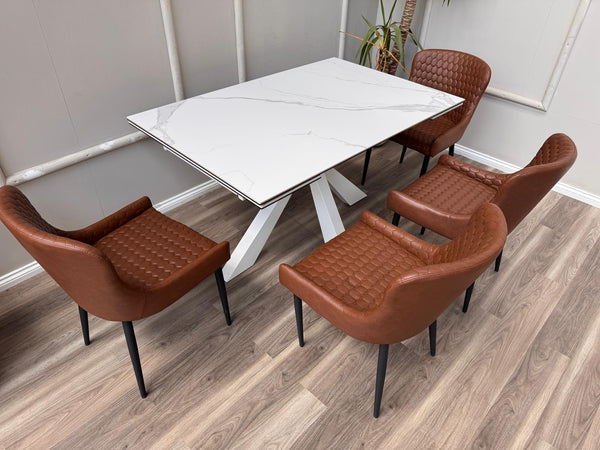 Osaka Tan Faux Leather Contemporary Stylish Aesthetic Dining Chair