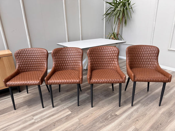 Osaka Tan Faux Leather Contemporary Stylish Aesthetic Dining Chair