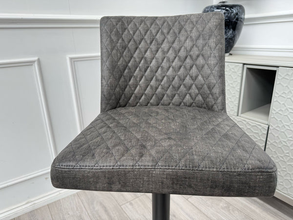 Earth Soft Faux Leather Contemporary Stylish Aesthetic Graphite Grey Pedestal Bar Stool