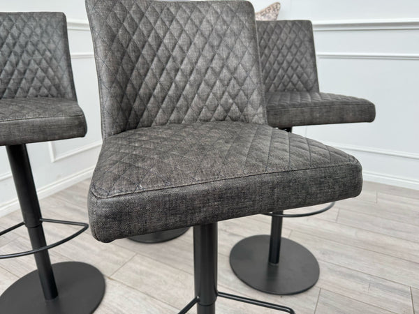 Earth Soft Faux Leather Contemporary Stylish Aesthetic Graphite Grey Pedestal Bar Stool