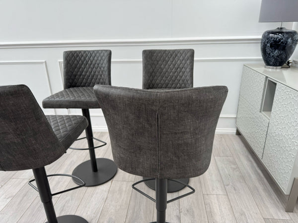 Earth Soft Faux Leather Contemporary Stylish Aesthetic Graphite Grey Pedestal Bar Stool