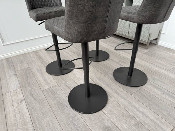 Earth Soft Faux Leather Contemporary Stylish Aesthetic Graphite Grey Pedestal Bar Stool