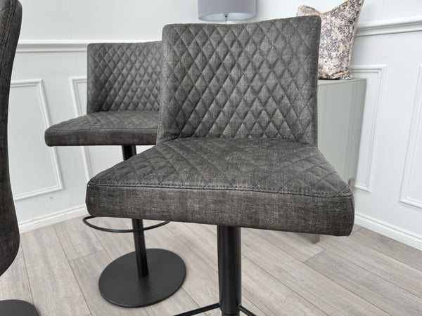 Earth Soft Faux Leather Contemporary Stylish Aesthetic Graphite Grey Pedestal Bar Stool