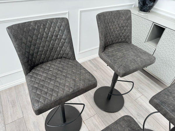 Earth Soft Faux Leather Contemporary Stylish Aesthetic Graphite Grey Pedestal Bar Stool