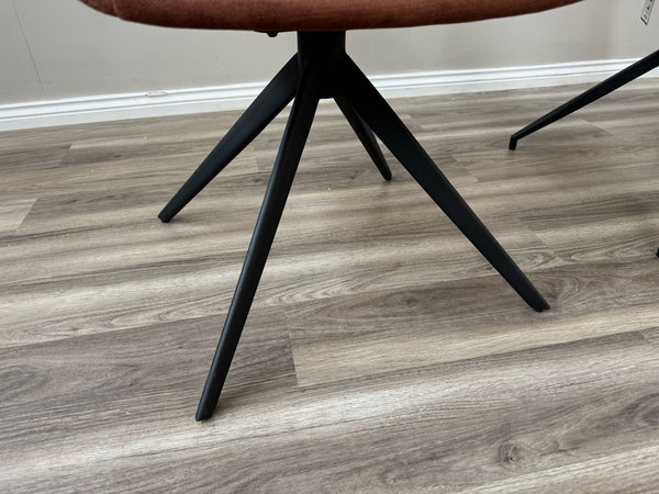 Jai Swivel Dining Chairs Rust Fabric Fluted Design Stylish Kitchen Chairs