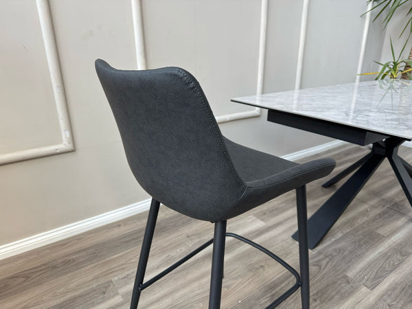 Ion Faux Leather Contemporary Stylish Aesthetic Charcoal Grey Bar Stool