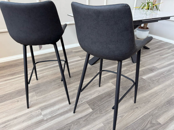 Ion Faux Leather Contemporary Stylish Aesthetic Charcoal Grey Bar Stool