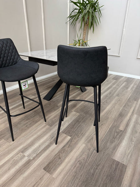 Ion Faux Leather Contemporary Stylish Aesthetic Charcoal Grey Bar Stool