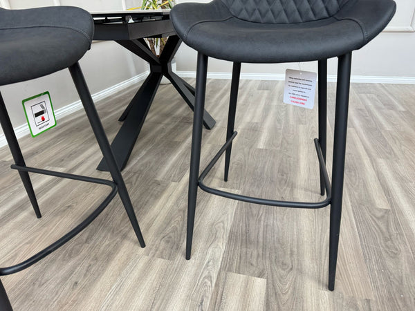 Ion Faux Leather Contemporary Stylish Aesthetic Charcoal Grey Bar Stool