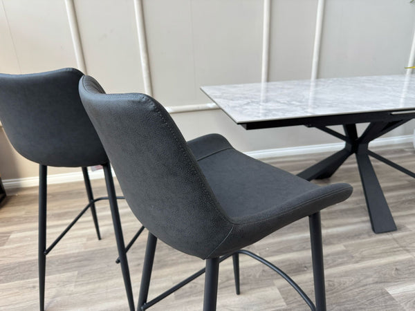 Ion Faux Leather Contemporary Stylish Aesthetic Charcoal Grey Bar Stool