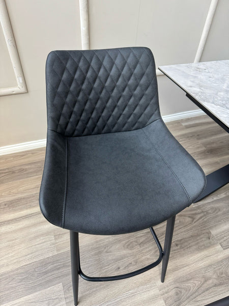 Ion Faux Leather Contemporary Stylish Aesthetic Charcoal Grey Bar Stool