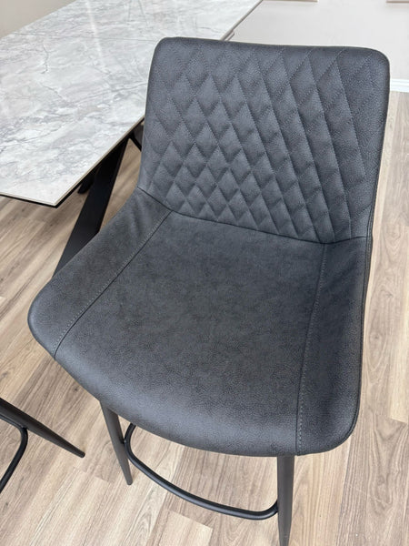 Ion Faux Leather Contemporary Stylish Aesthetic Charcoal Grey Bar Stool