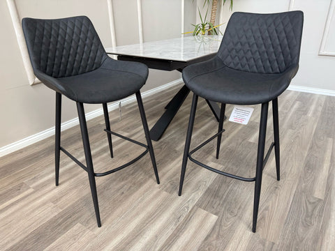 Ion Faux Leather Contemporary Stylish Aesthetic Charcoal Grey Bar Stool