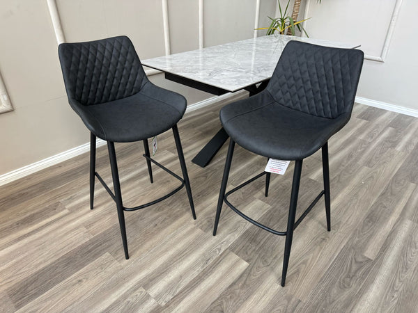 Ion Faux Leather Contemporary Stylish Aesthetic Charcoal Grey Bar Stool