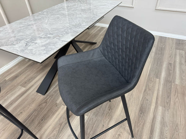 Ion Faux Leather Contemporary Stylish Aesthetic Charcoal Grey Bar Stool