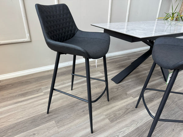 Ion Faux Leather Contemporary Stylish Aesthetic Charcoal Grey Bar Stool