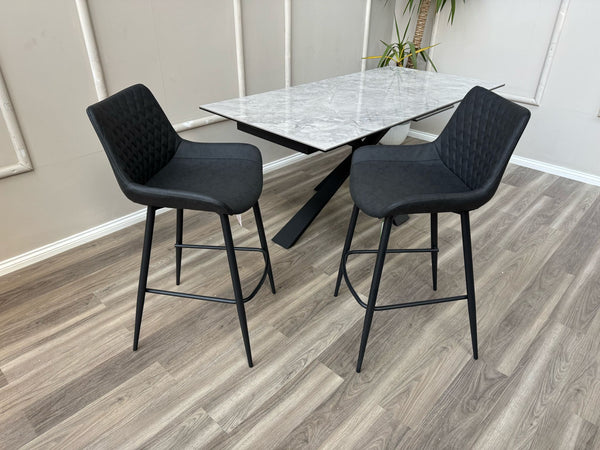 Ion Faux Leather Contemporary Stylish Aesthetic Charcoal Grey Bar Stool