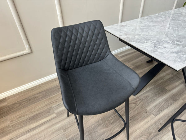 Ion Faux Leather Contemporary Stylish Aesthetic Charcoal Grey Bar Stool